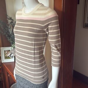NWT Eddie Bauer size small Striped Beige and Pink Sweater